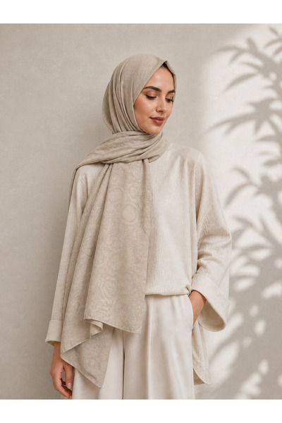 Bilenler Dubai Jacquard Shawl Stone Color – Non-Slip – Soft and Flowing Fabric