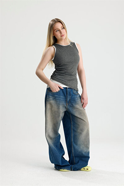 ROSE ARYA Gray Double Side Gathered Tank Top