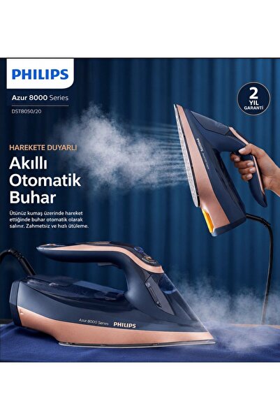 Philips Buharlı Ütü 3000 W 260 gr Şok Buhar Harekete Duyarlı Akıllı Kumaş Tan...
