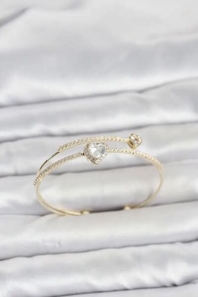 Generic Brand Brass Gold Color Heart Model Zircon Stone Women's Bracelet Tj-B...