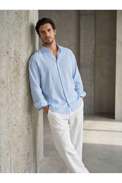 BASEL.CO Premium Oversize Linen Shirt - 100% Cotton, Washable