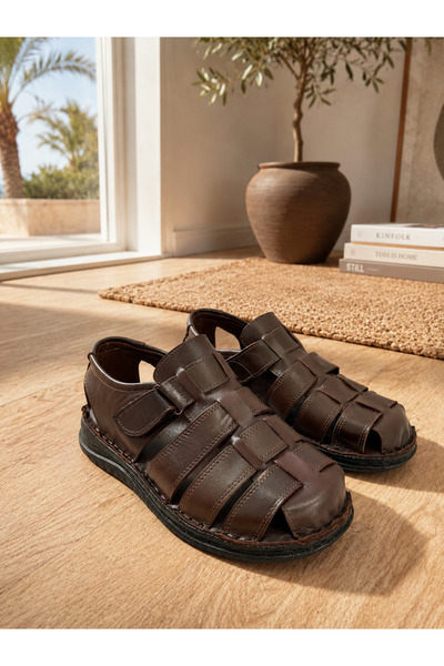 StepMore Genuine Leather Men's Sandals Slippers Summer Orthopedic Comfortable...
