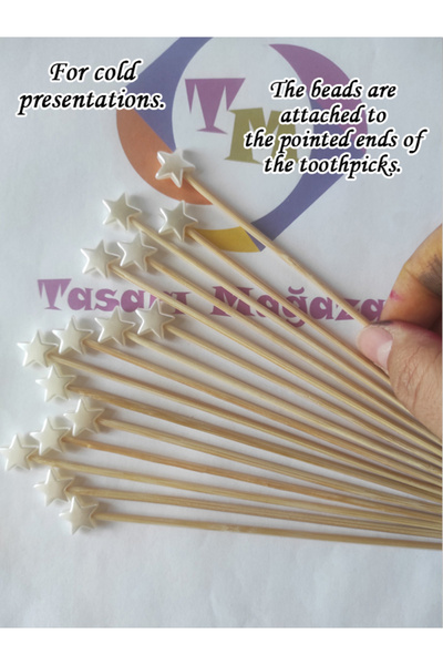 tm tasarı mağazası أعواد تنظيف الأسنان بطول 15 سم - 500 قطعة من خرز اللؤلؤ ال...