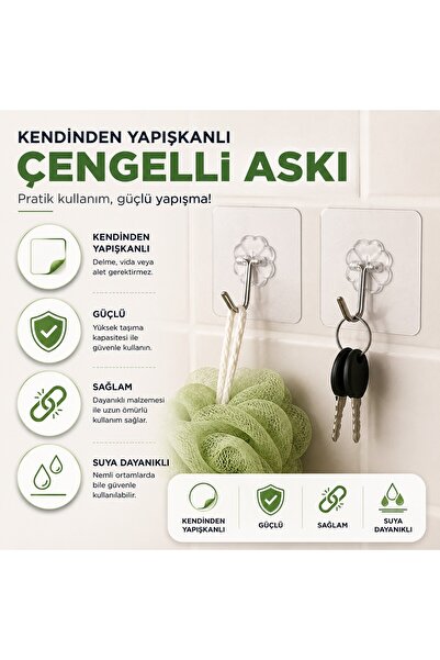 lawrenceshop 1 Adet Kendinden Yapışkanlı Duvar Çengelli Askısı Güçlü Yaylı Ço...