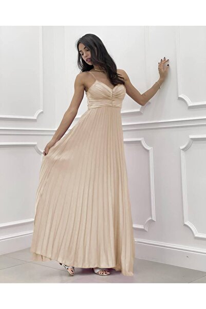 Toyska Stacy pleated satin dress, One Size