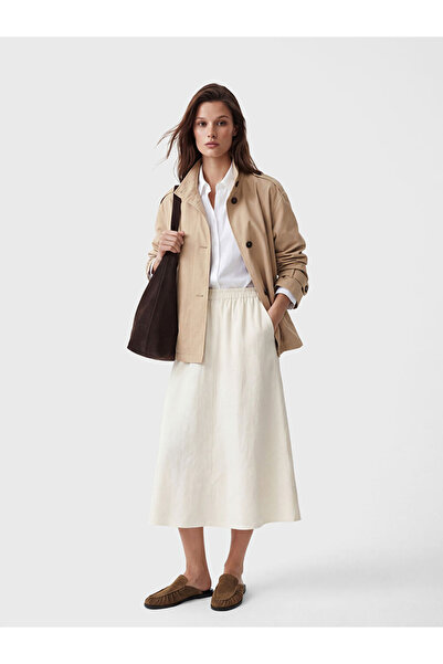 LC Waikiki Women's Trench Coat with High Collar and Belt