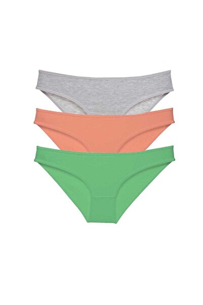 Mudanis 3 Pieces Super Eco Set Lycra Women's Slip Panties Gray Powder Green