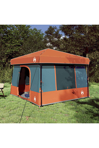 vidaxl Set Cort pentru Camping cu acoperis 2 pcs Gri si Portocalie