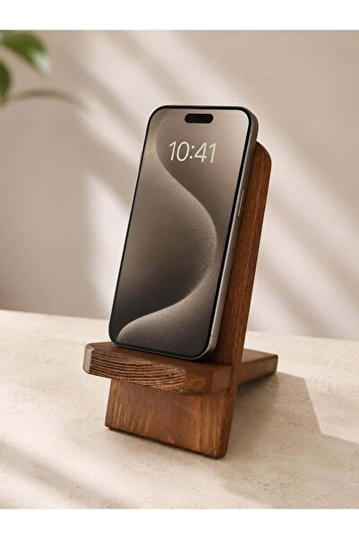 Doku Ahşap Ahşap Telefon Standı Masaüstü Telefon Tutucu Minimal Dekoratif Cep...