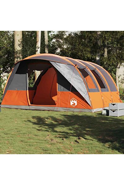 vidaxl Cort de camping tunel 5 persoane, gri/portocaliu, impermeabil