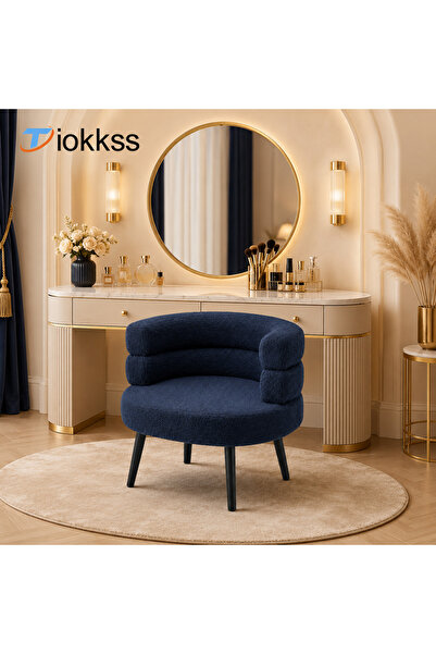 Tiokkss Luxury Bouclé Makeup Vanity Chair – Comfortable Beauty Stool for Bedr...