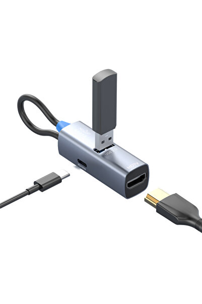 Brave محول BraveLink USB-C 3 في 1 طراز BH-03 مع منفذ HDMI بدقة 4K، وشحن سريع ...