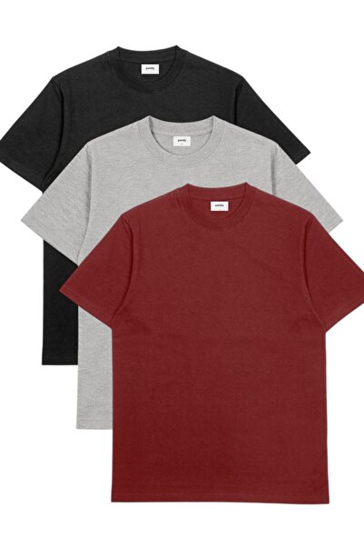 pandy Pachet de 3 tricouri oversize basic cu gât rotund