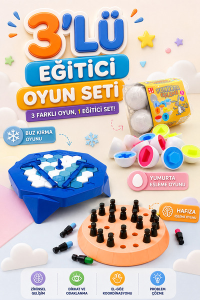 M&H 3'lü Oyun Seti - Buz Krallığı - Yumurta Eşleme Oyunu - Hafıza Eşleme Oyun...