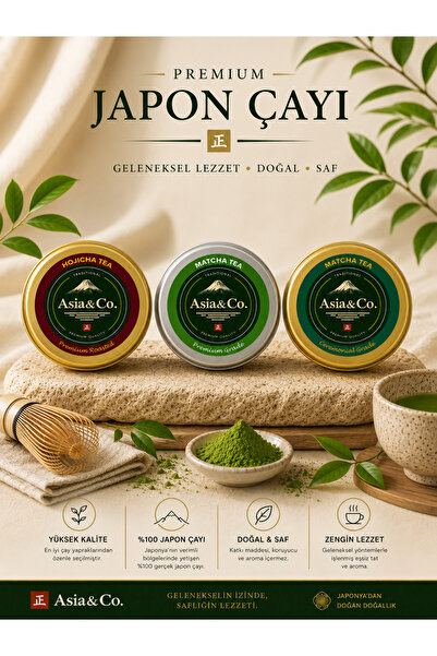 Asia&Co. Premium Japon Çayı Bundle 3’lü Set – Matcha Tea, Ceremonial Matcha v...