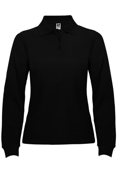 ROLY Tricou polo cu maneca lunga pentru femei, bumbac 100%, Estrella, negru