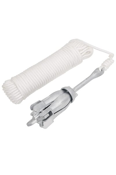 vidaxl Ancoră pliabilă cu funie, argintiu, 3,2 kg, fier maleabil