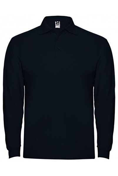 ROLY Tricou polo bărbătesc cu mânecă lungă, 100% bumbac, Estrella, bleumarin