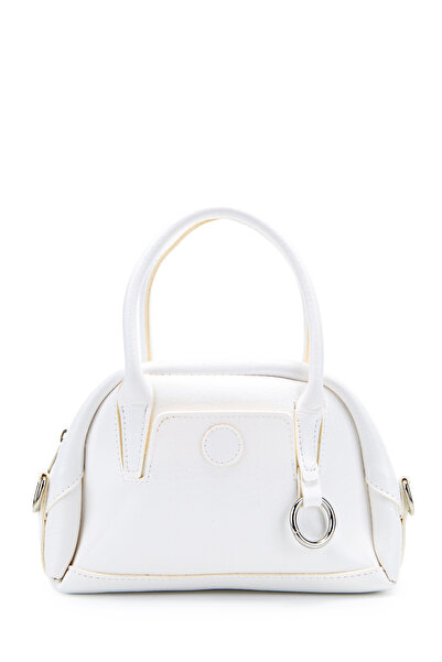minebag Silver Ring Detailed Women's Crossbody Bag Plain White