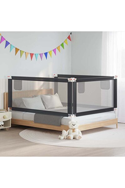 vidaxl Children's bed guardrail, dark gray, 190x25 cm textile