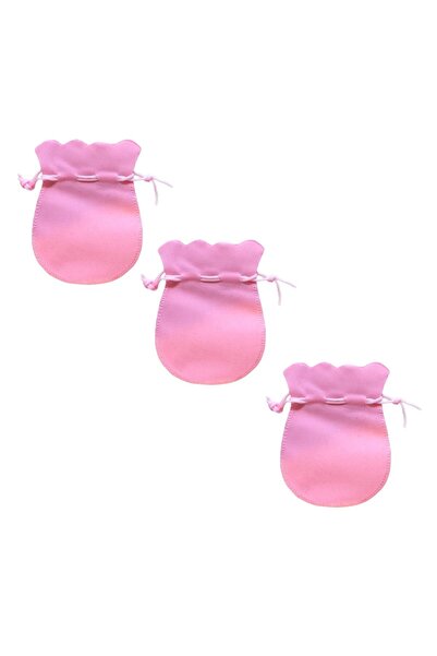 OEM Set of 3 Velvet bags, with string, pink, for gifts and jewelry, 85x120 mm