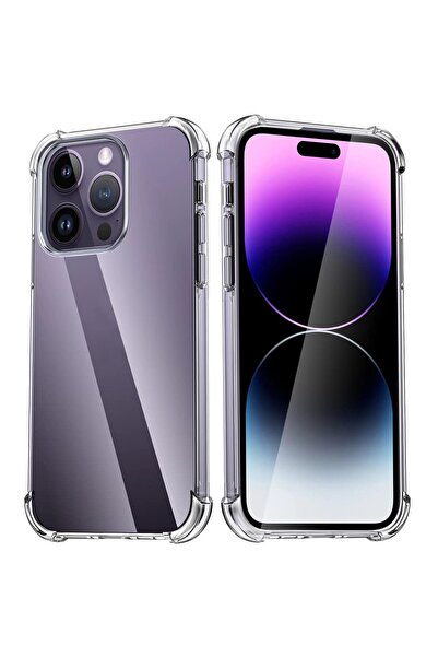 HyperAge iPhone 14 PRO Kılıf Köşe Korumalı Şeffaf Darbe Emici Airbag Esnek Si...