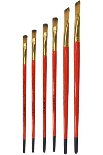 Yıldızan Tamgün Super 6-Piece Flat Cut Oil Paint Brush Set, Handmade Syntheti...