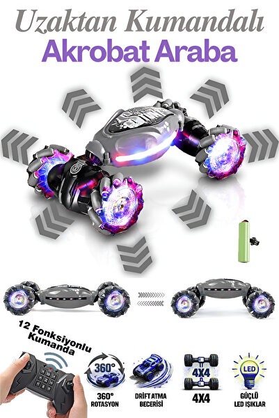 Brother Toys Uzaktan Kumandalı 12 Fonksiyonlu Şarjlı Akrobat Araba Oyuncak 28...