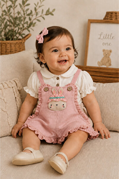 gültekin bebe Bebinni Müslin Kumaş Slopet Kız Takım 9-24 Aylık -9013232 - PEMBE