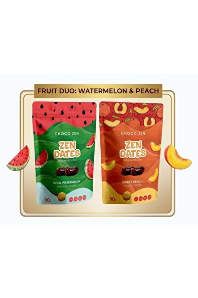 Zen Dates Pack of 2 Flavors (Sour Watermelon- Sweet Peach) Naturally Sweetene...