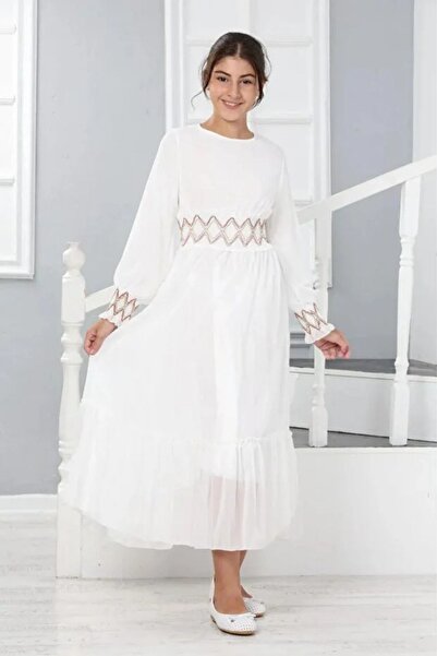 Your Consent Young Girl's Long Patterned Chiffon Dress