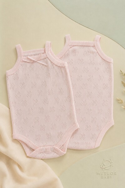 METEOR BABY Baby Girl Strappy Cotton Snap-On Bodysuit