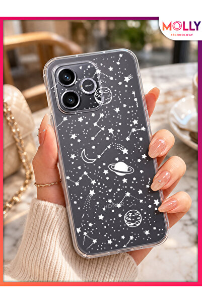 Molly HONOR 600 LİTE İçin Şeffaf Midnight Cosmos Desenli Silikon Kılıf
