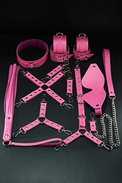 Premium Kalite Fantezi Kelepçeli, BDSM Tasmalı, Fantezi Kırbaçlı 13 Parça 8 Ürün Fantezi Aksesuar Seti - Origin Serisi
