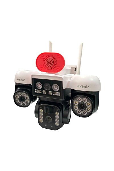 AVENİR AV-S264W Beyaz 3 Kameralı 6MP Güneş Panelli Solar Wifi PTZ Kamera