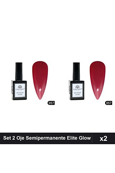 global fashion Set 2 Oje Semipermanente Elite Glow 15ml, Gel Polish UV/LED