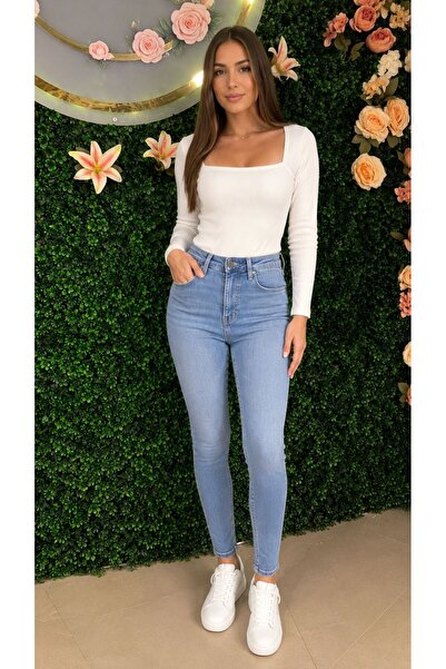 Roza Moda Collection Yüksek Bel Skinny Jean Açık Mavi