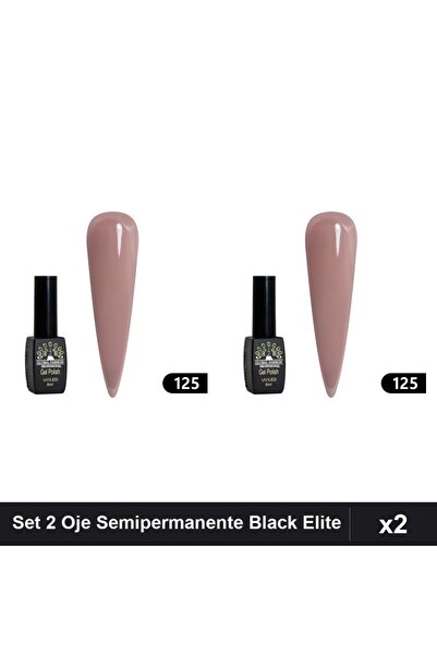 global fashion Set 2 Oje Semipermanente Black Elite 8ml, Manichiura UV/LED,