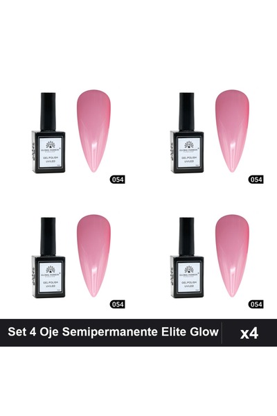 global fashion Set 4 Oje Semipermanente Elite Glow 15ml, Gel Polish UV/LED