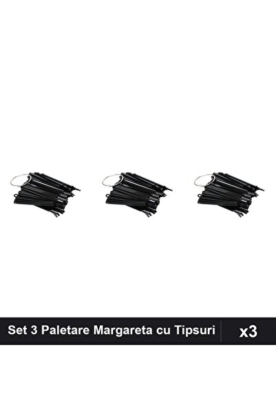 NAİLS Set 3 Paletare Margareta Inel, 150 Tipsuri Pătrate Negru, Ojă Semiperma...