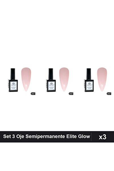 global fashion Set 3 Oje Semipermanente Elite Glow 15ml, Gel Polish UV/LED
