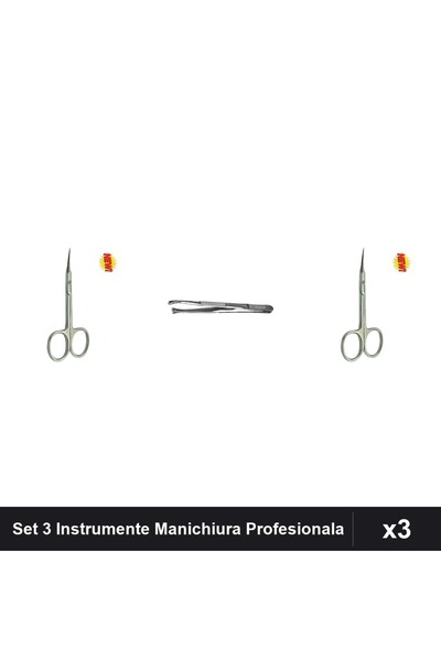 One Group Set 3 Bucati Manichiura Profesionala - Forfecuta Cuticula, Cleste U...