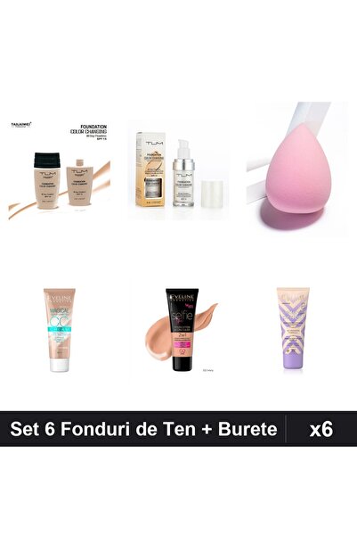 Eveline Set 6 Fonduri de Ten Color Changing si CCC, SPF15, Nuante Bej, cu Bur...