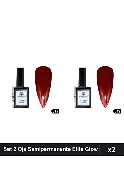 global fashion Set 2 Oje Semipermanente Elite Glow 15ml, Gel Polish UV/LED