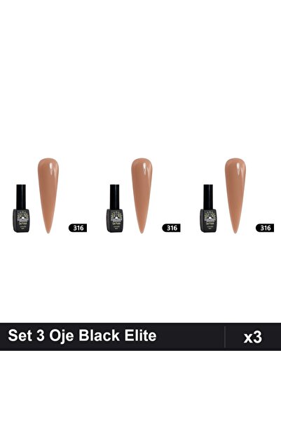 global fashion Set 3 Oje Semipermanente Black Elite 8ml, Manichiura UV/LED,