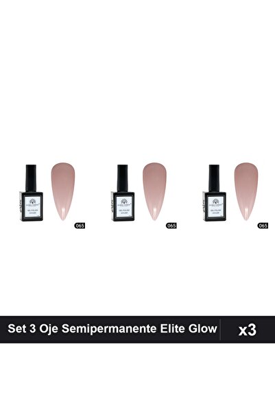 global fashion Set 3 Oje Semipermanente Elite Glow 15ml, Gel Polish UV/LED