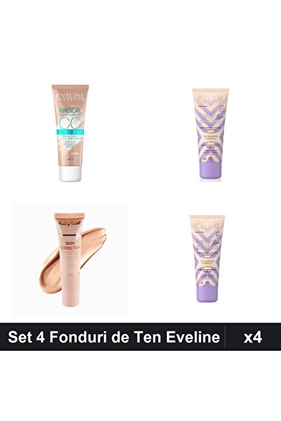 Eveline Set 4 Fonduri de Ten & Ruby Rose, Nuante Ivory Light-Vanilla, Bază Ma...
