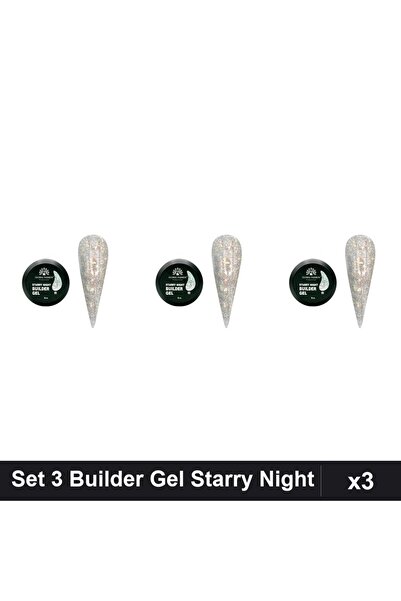 global fashion Set 3 Builder Gel Starry Night Nr.05 15g, Constructie Unghii G...