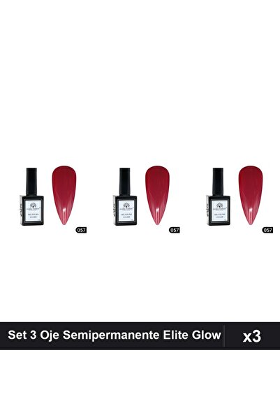 global fashion Set 3 Oje Semipermanente Elite Glow 15ml, Gel Polish UV/LED