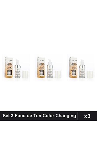 TLM Set of 3 Color Changing Foundations SPF15, 30ml, Full Coverage